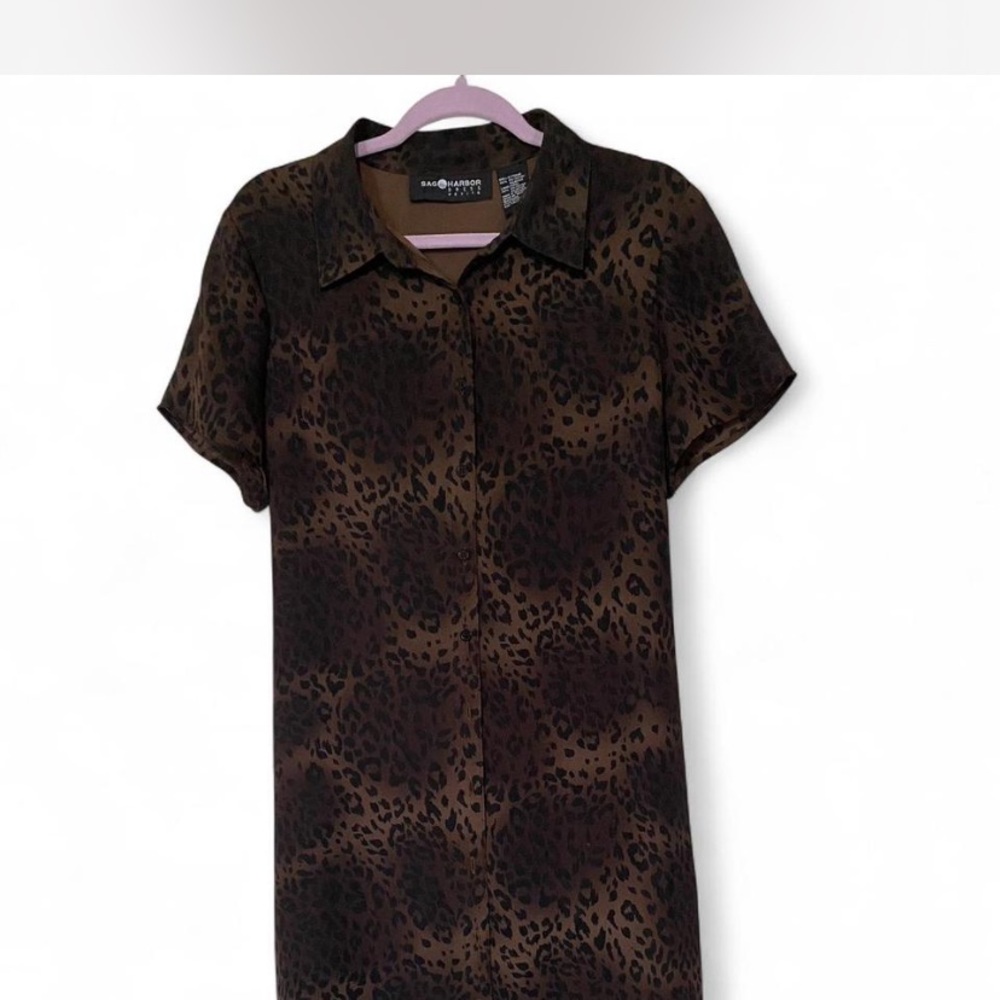 Sag Harbor Brown Polo Collar Sheath Dress